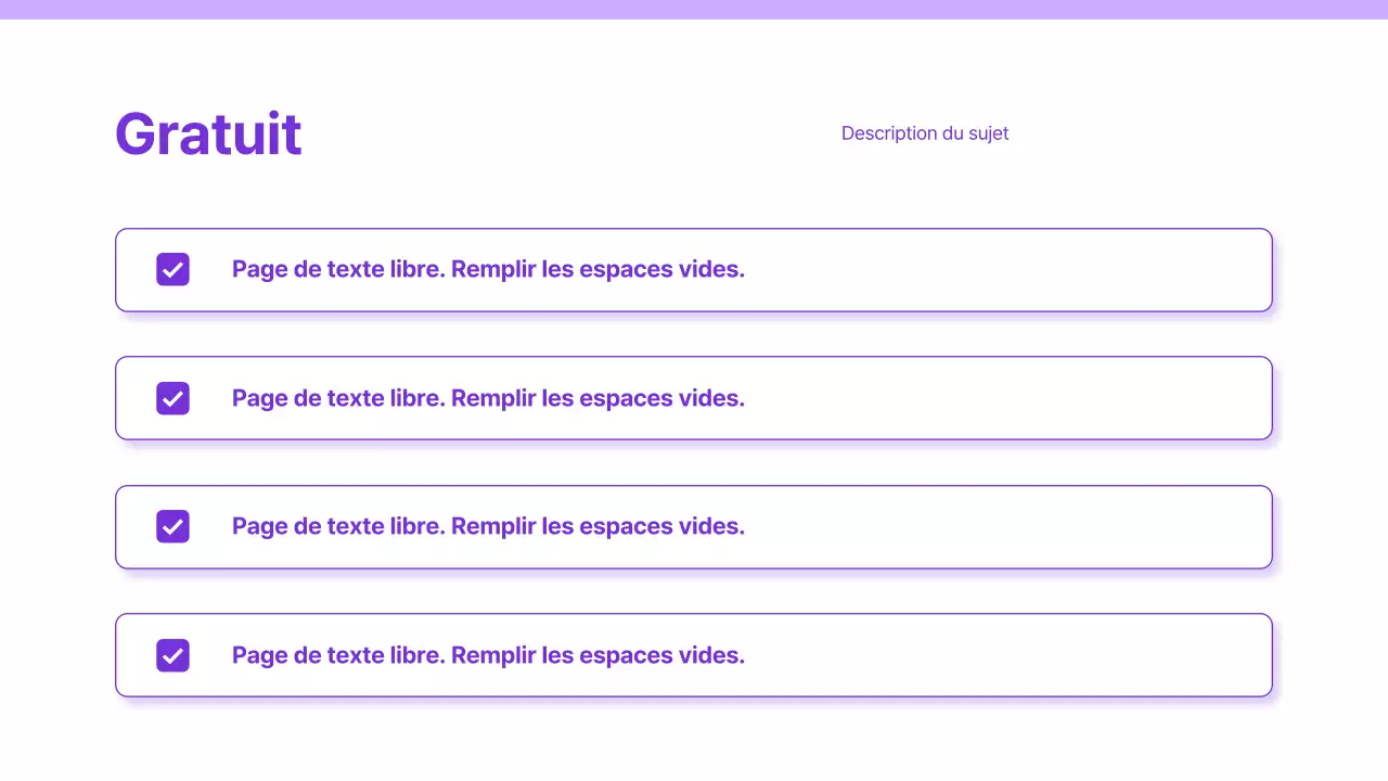 Présentation avec un simple fond violet et blanc et des éléments uniquement