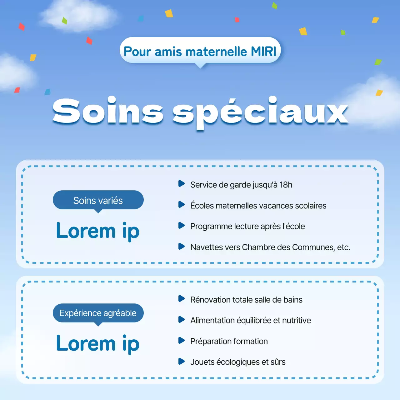 Un joli avis de recrutement bleu clair et blanc pour les écoles maternelles