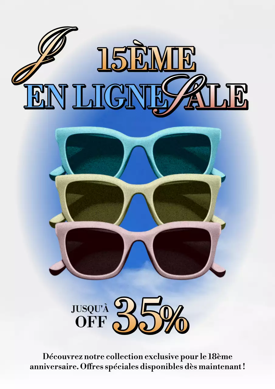 Annonce rétro de vente en ligne en rose et jaune