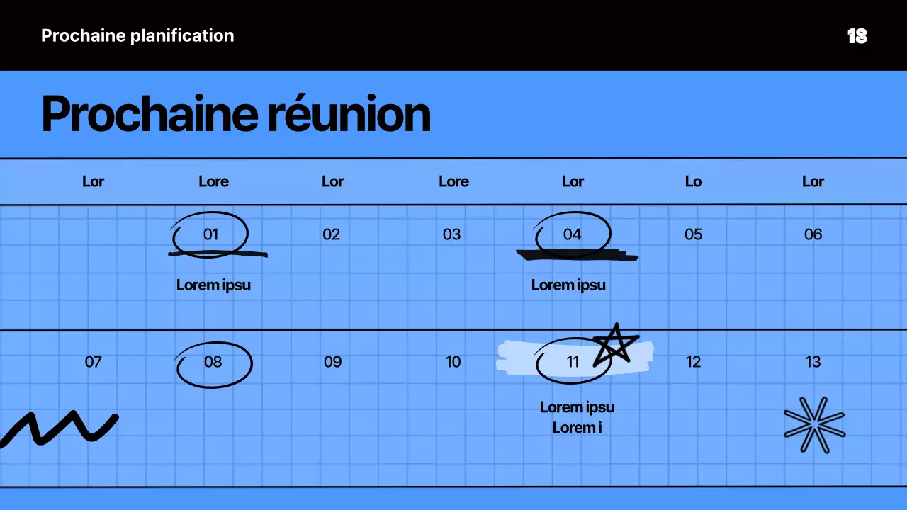 Matériel de réunion kitsch en bleu