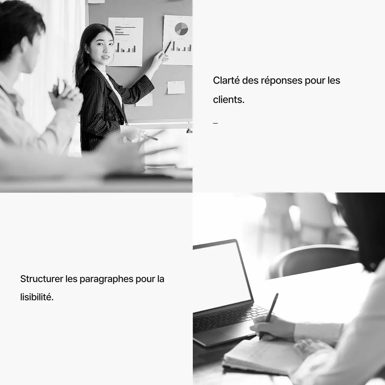 Une lettre de motivation moderne, en noir et blanc et orange, pour un entretien avec un entrepreneur