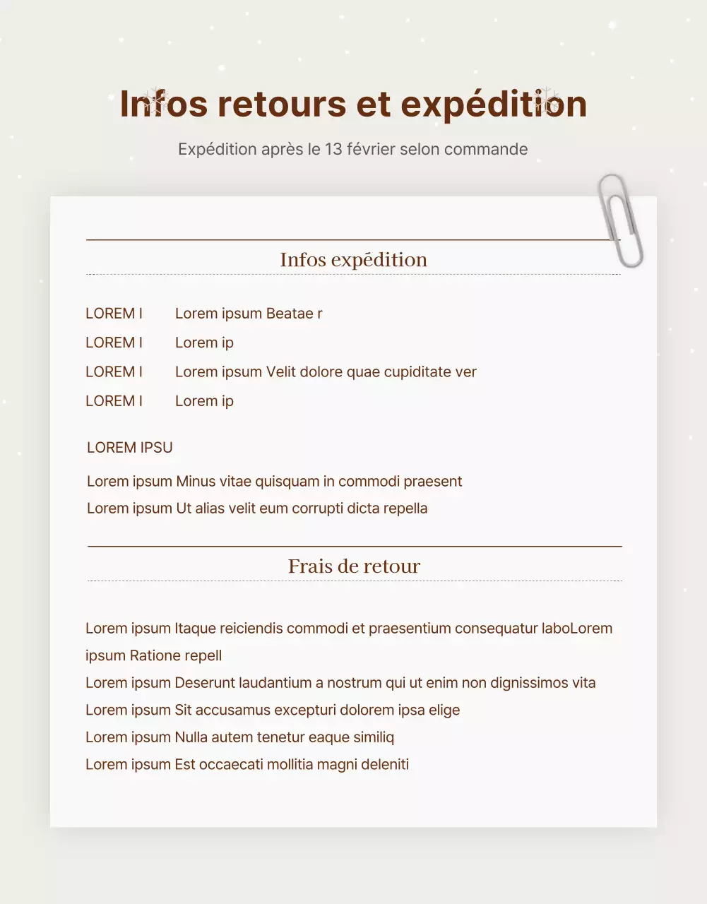 Publicité pour un simple coffret de Noël en hanwa beige et marron