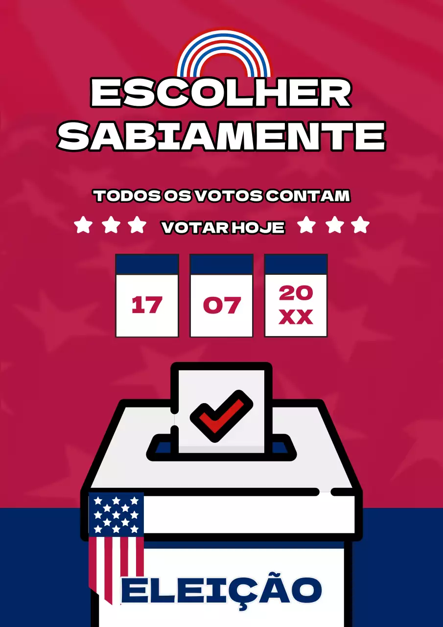 Anúncio do dia das eleições com kitsch vermelho e azul