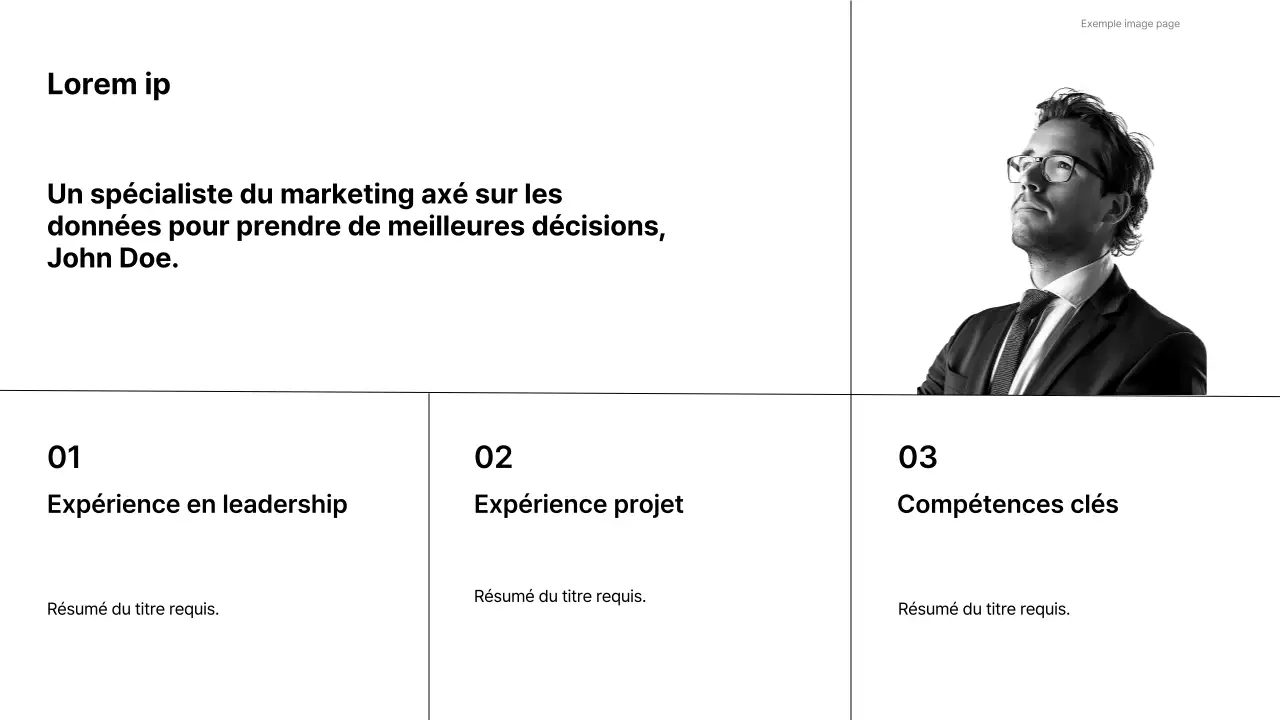 Un portfolio simple en noir et blanc