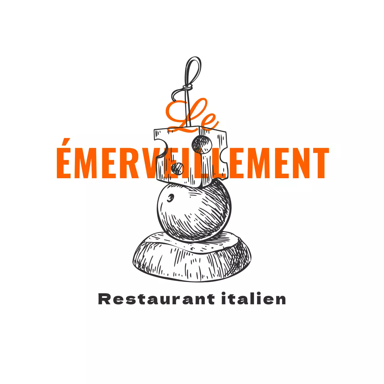 Concept de typographie de restaurant en illustration de croquis