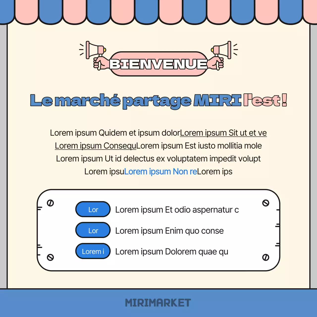 Annonce du bazar bleu et rose