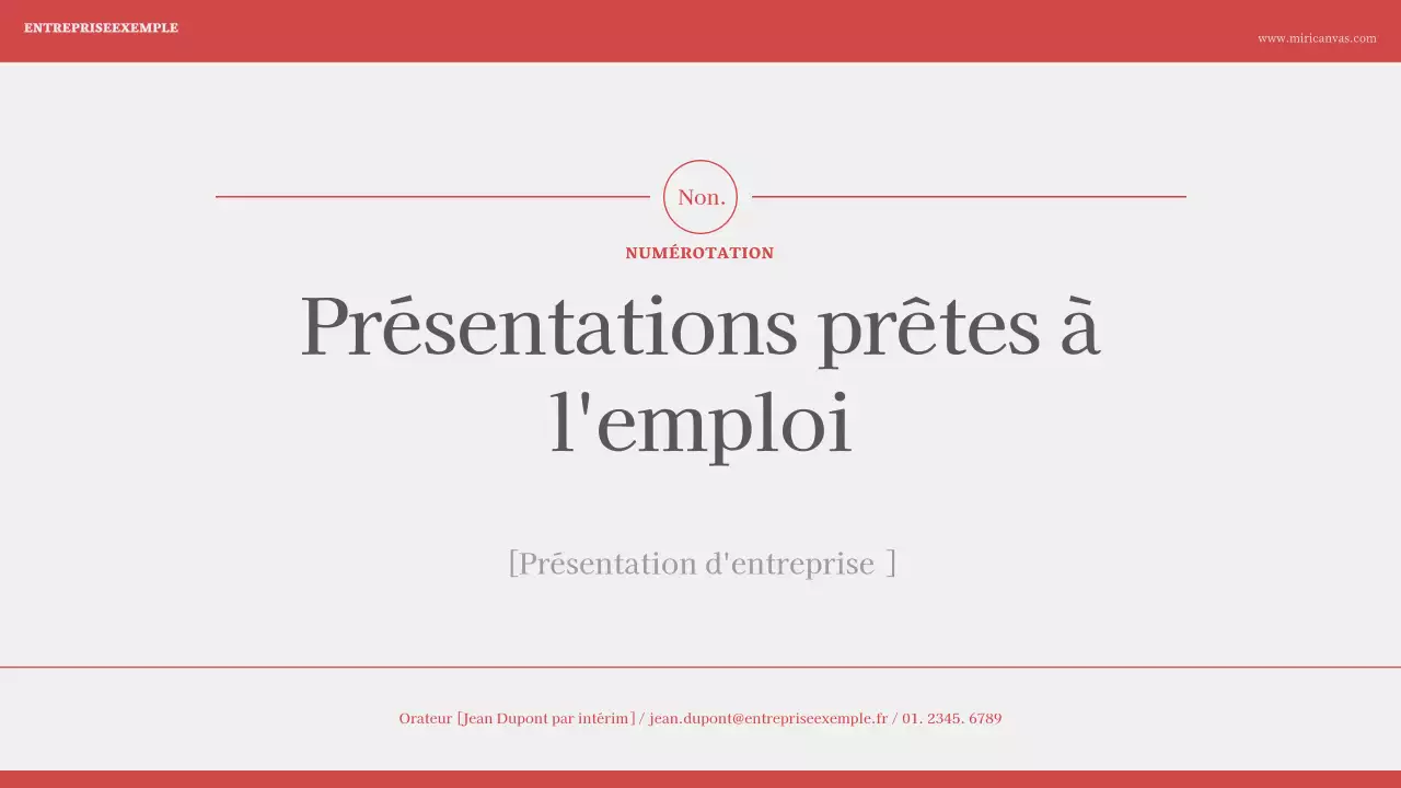 Présentation minimaliste de la numérotation en rouge ivoire