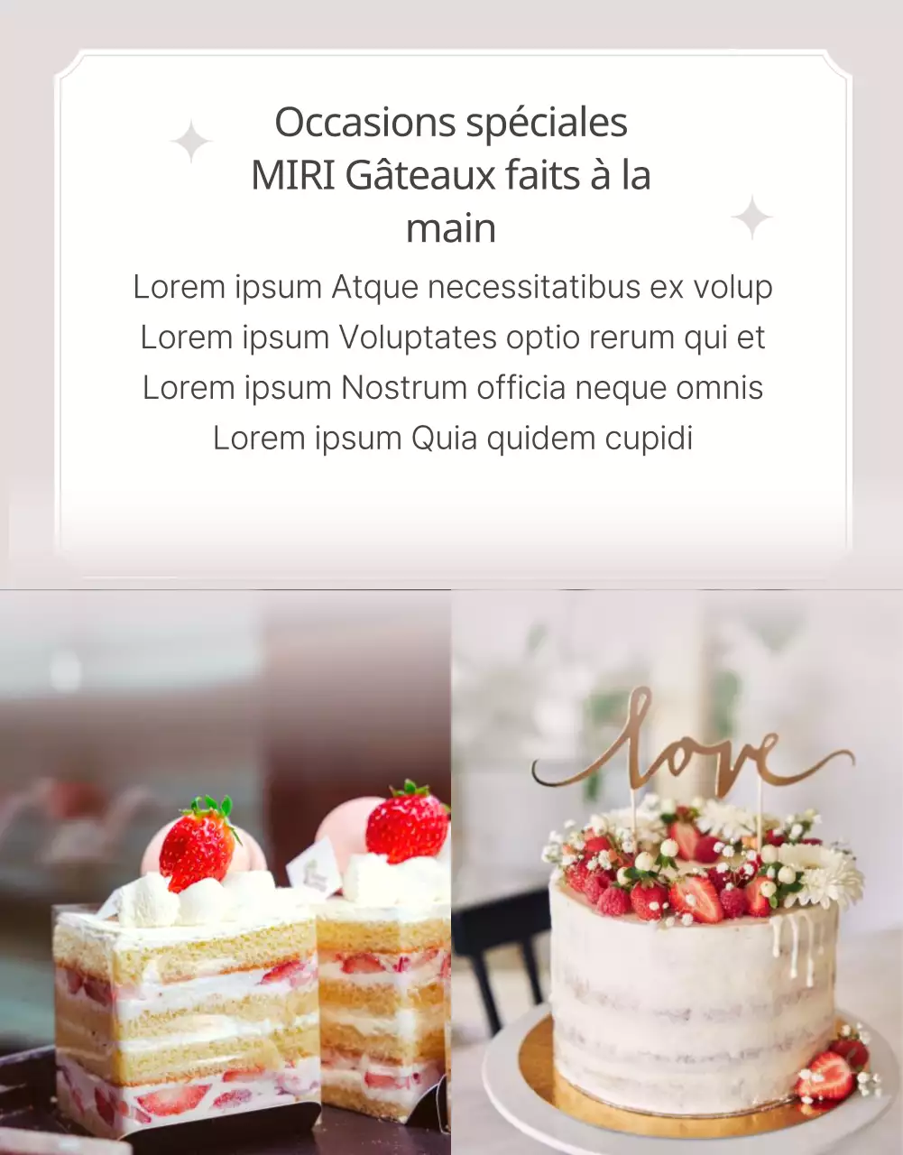 Promouvoir un gâteau de boulangerie classique en beige