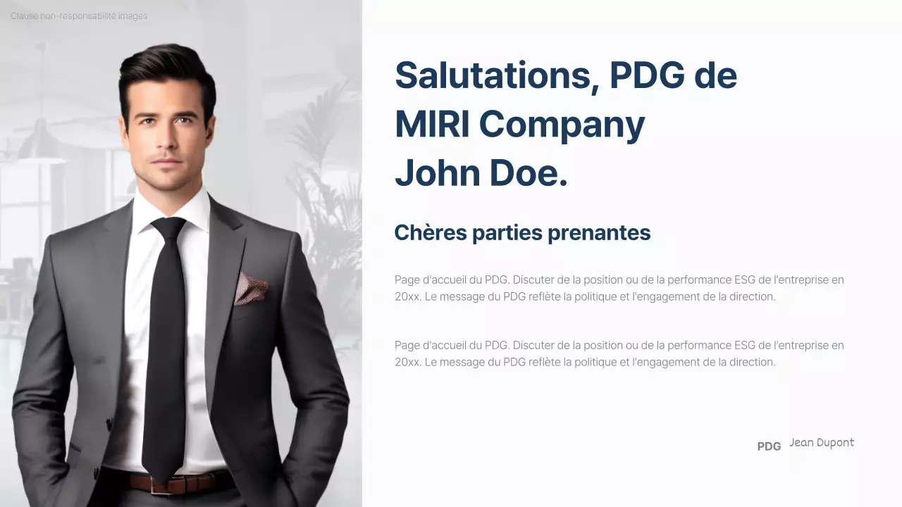 Un rapport ESG simple en bleu marine et bleu clair