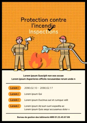 Avis d'inspection incendie orange et ivoire mignon
