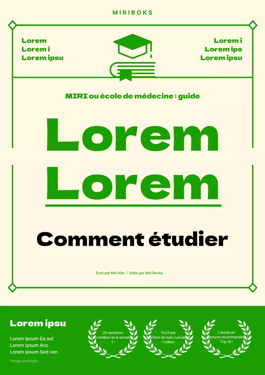Couverture simple du guide d'étude jaune et vert