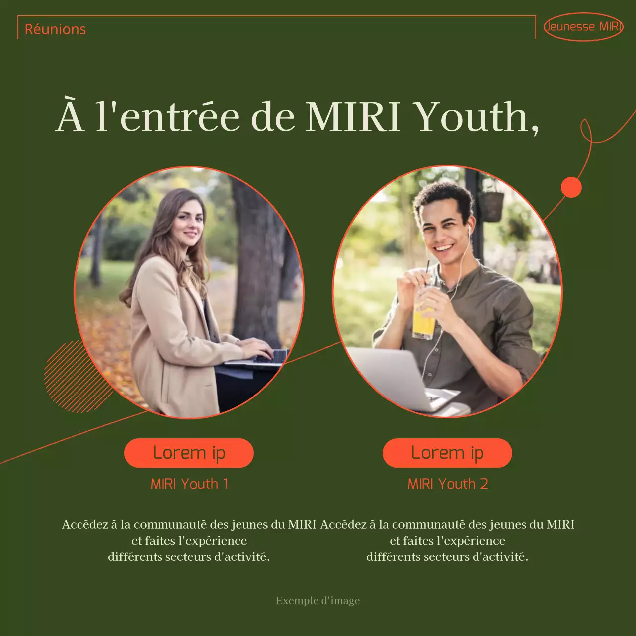 Un guide de l'utilisateur communautaire simple, vert et orange