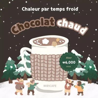 Publicité kitsch pour le chocolat chaud au lait en beige et marron
