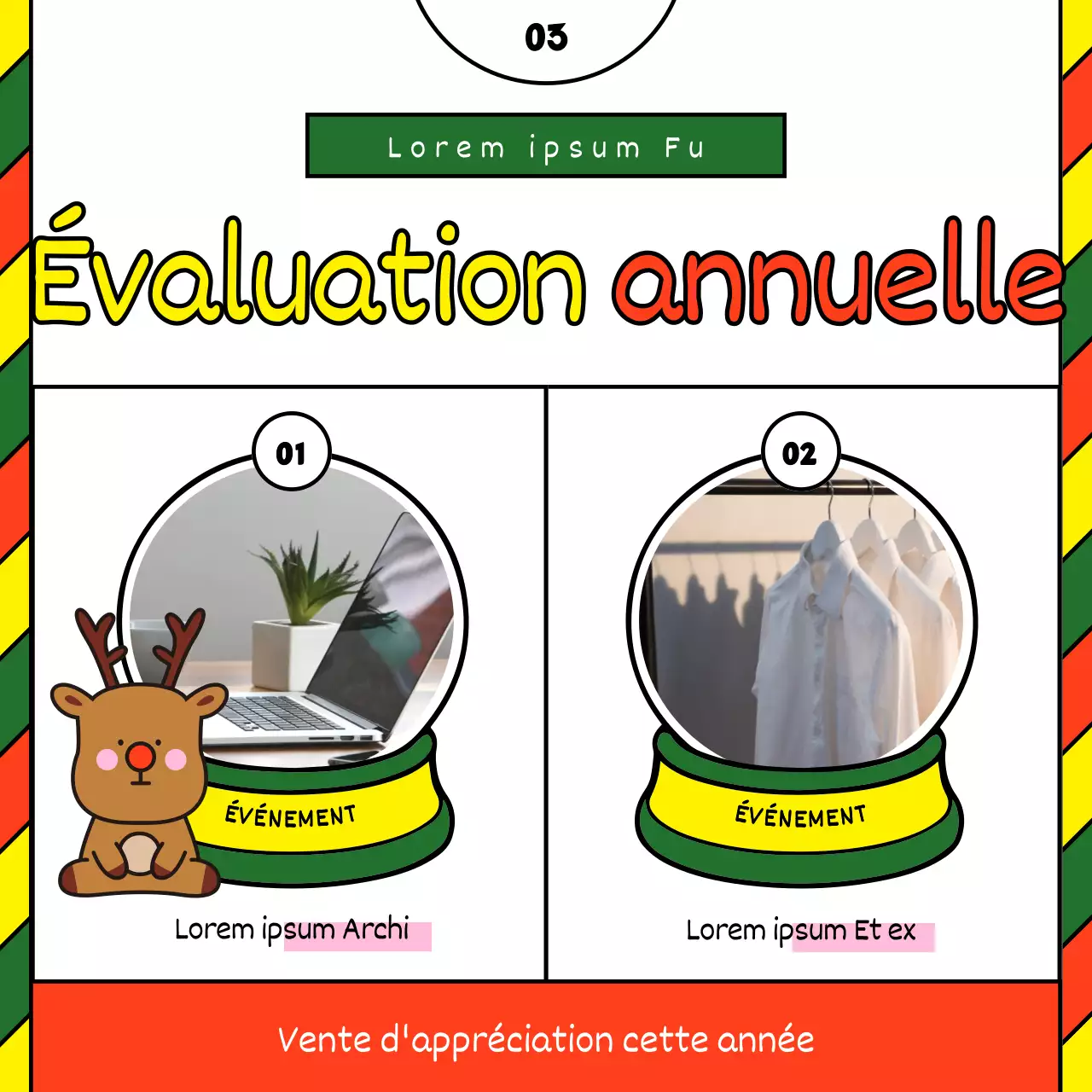 Modèle d'annonce de Noël en rouge et jaune