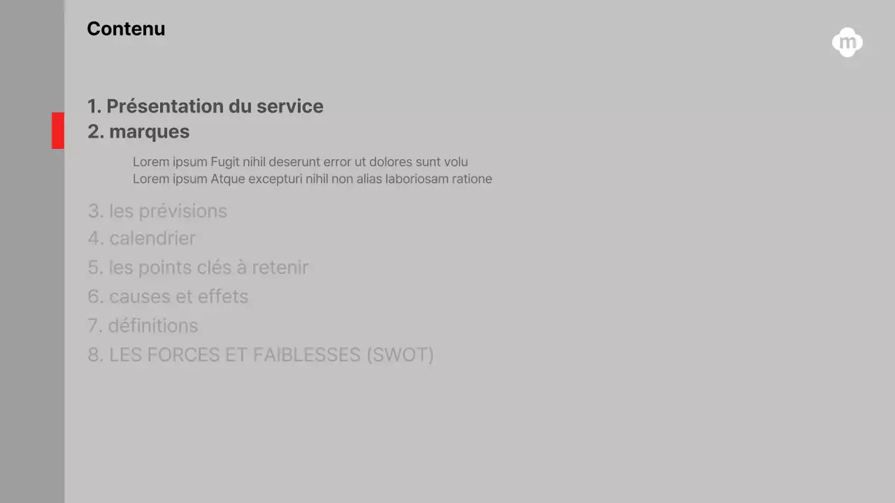Des rapports simples, en noir et blanc, sur la performance des services, la stratégie et les prévisions d'expansion.