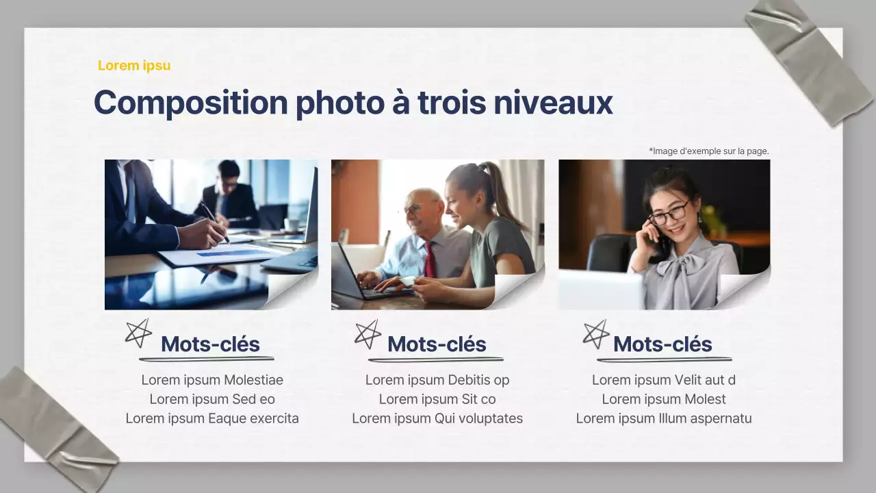 Une présentation de l'organisation de l'entreprise en gris et bleu marine