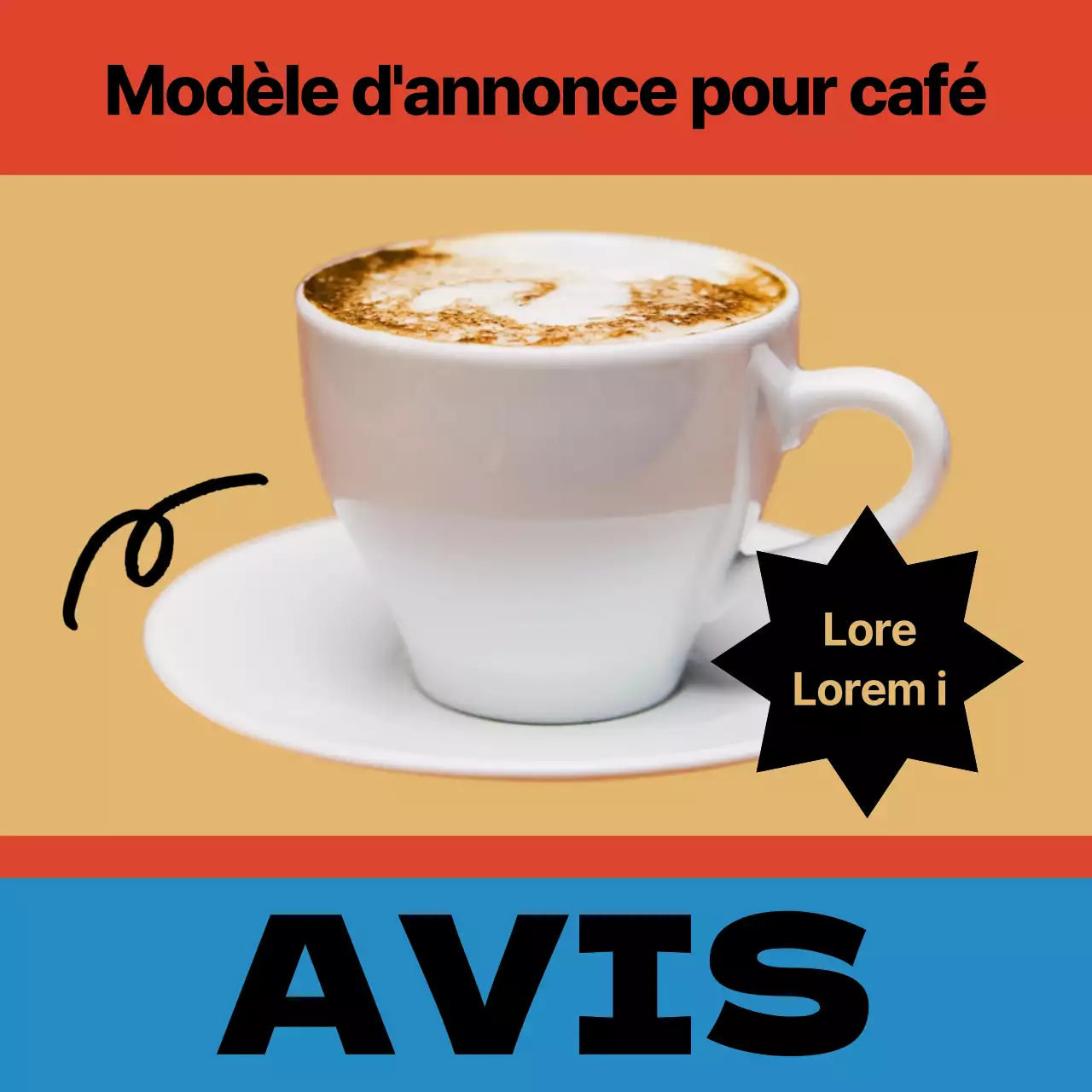 Promouvoir un café d'inspiration vintage en jaune et rouge