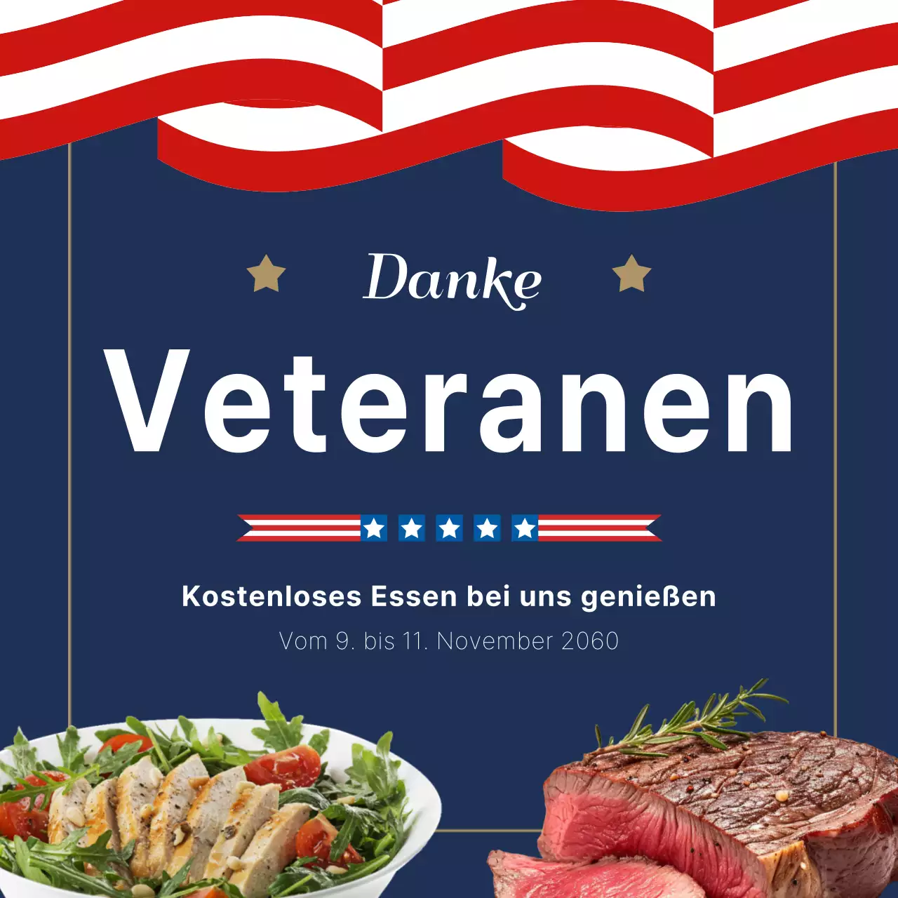 Navy und Rot einfache Werbung zum Veteranentag