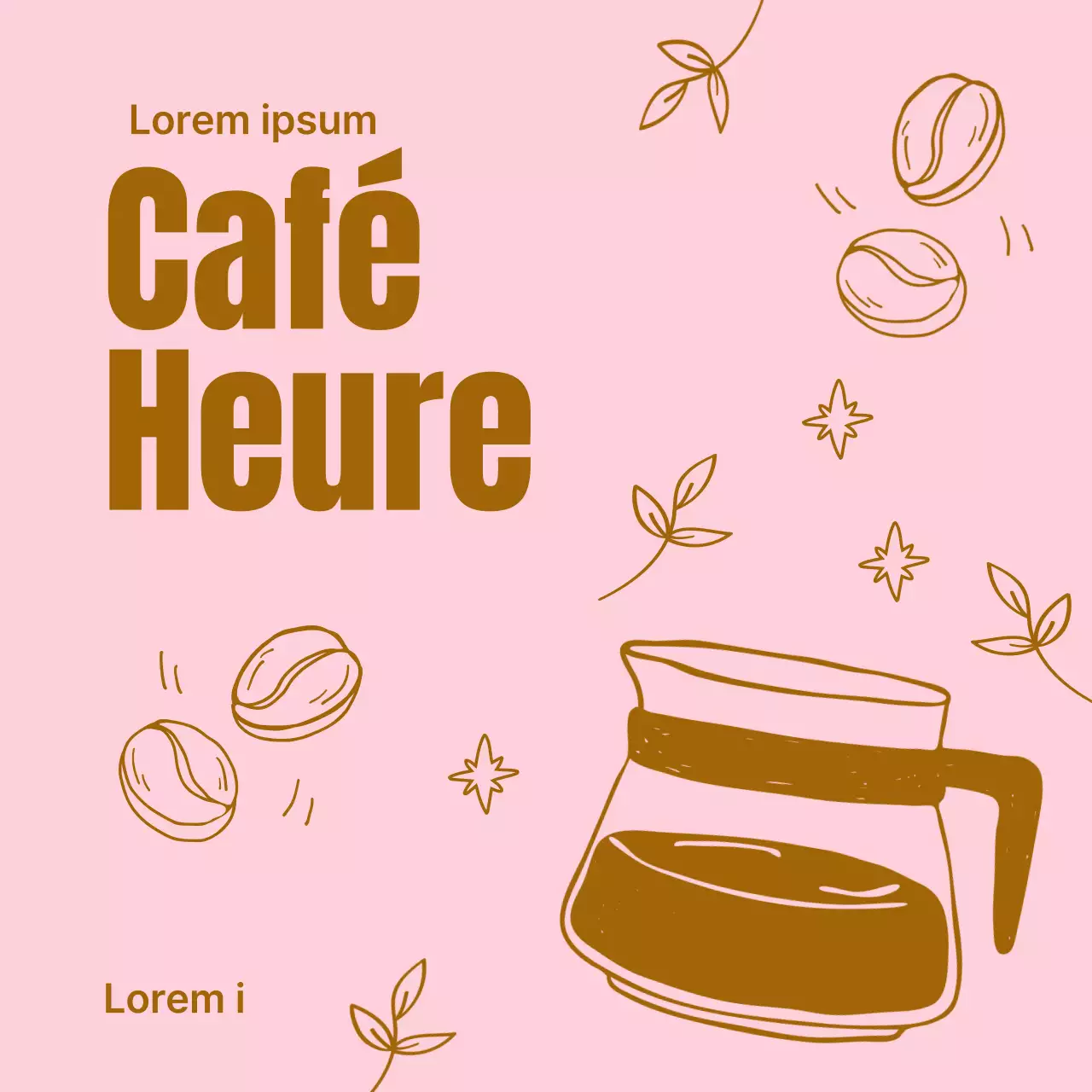 Une collection pop-art d'annonces de cafés en brun et rose Newsletter