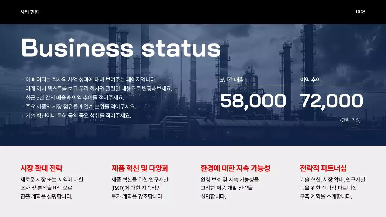 파랑과 검정의 심플한 석유 화학 제조 업체 회사 소개서