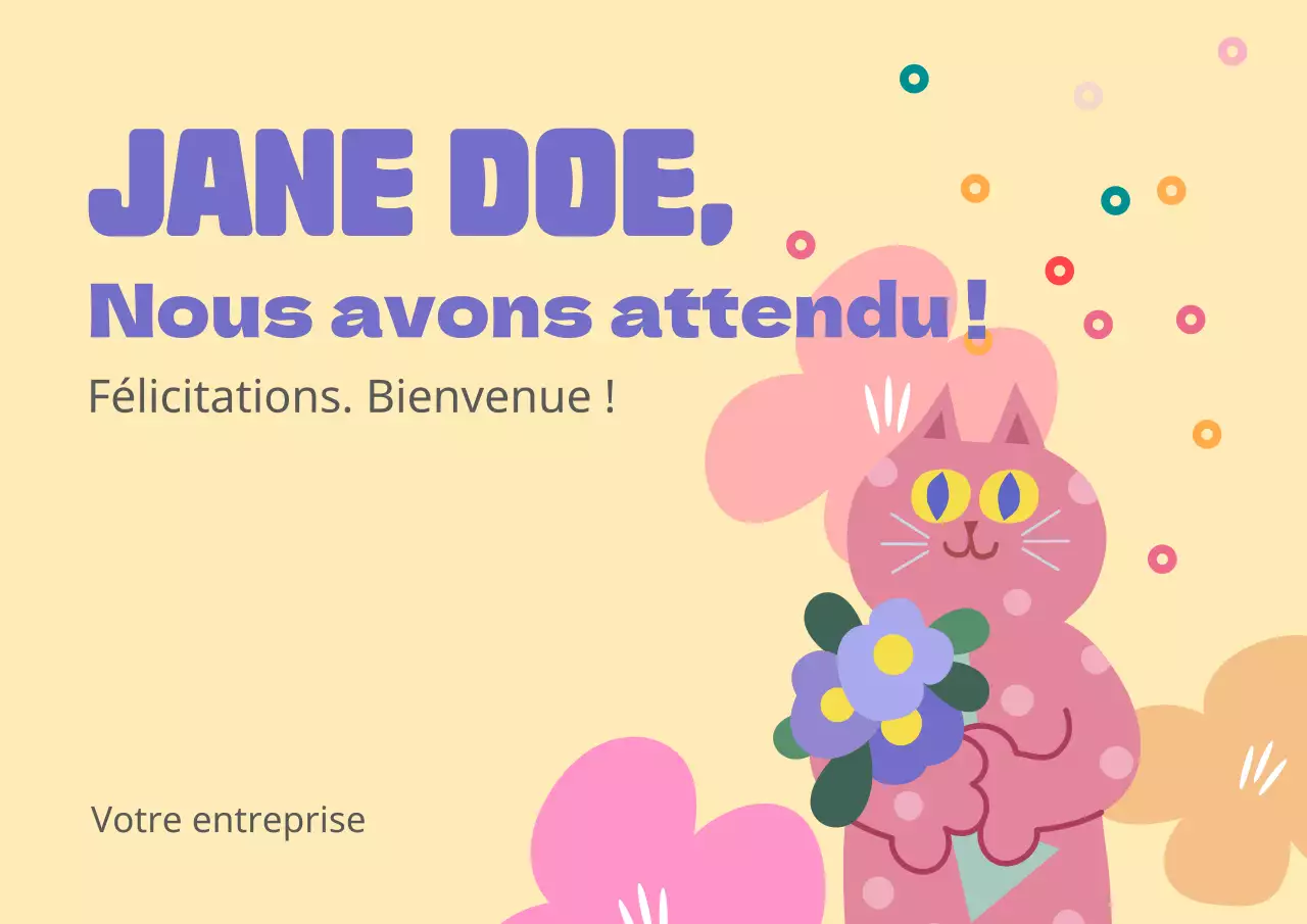 Un joli guide de bienvenue au travail, ivoire et rose