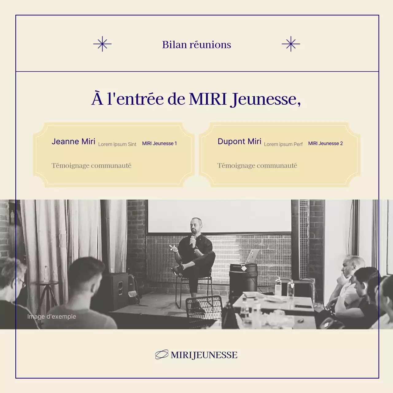 Un simple poste de recrutement communautaire en bleu marine et beige