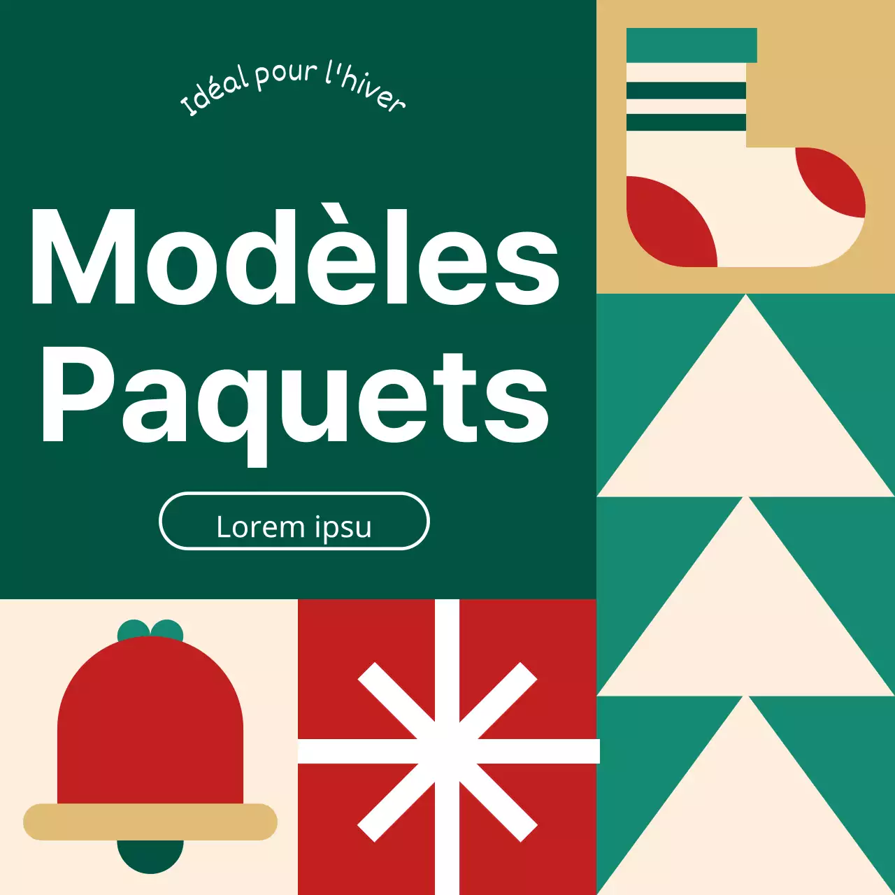 Annoncez un joli paquet de modèles de Noël en vert et rouge