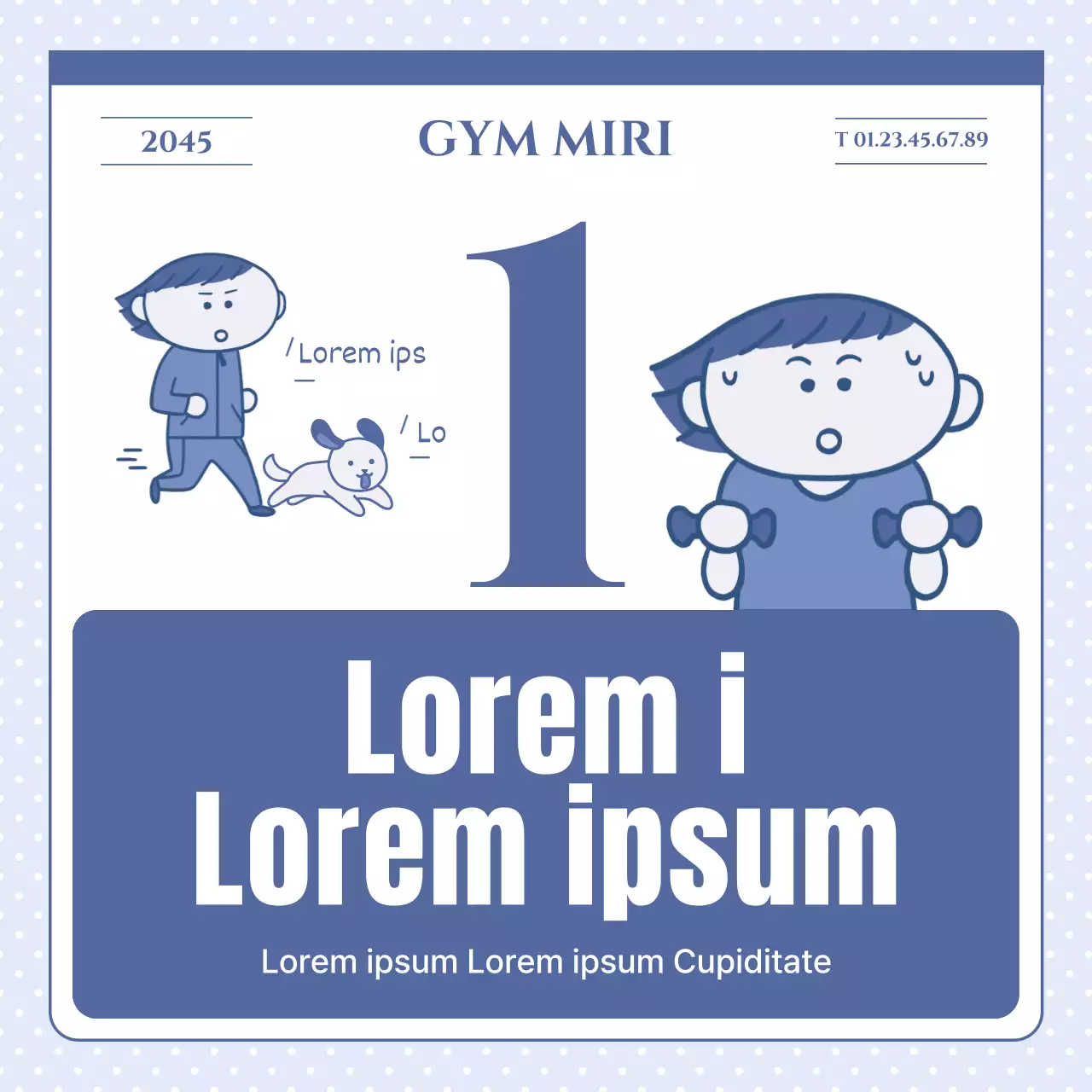 Promouvoir le fitness dans un calendrier rétro bleu et bleu clair