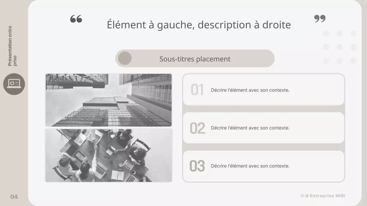 Une présentation d'entreprise simple, de couleur beige