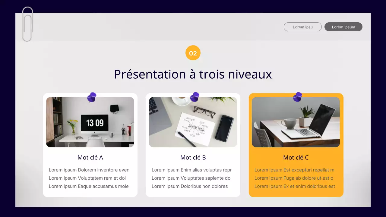 Un simple rapport d'activité d'un employé de bureau en violet et jaune