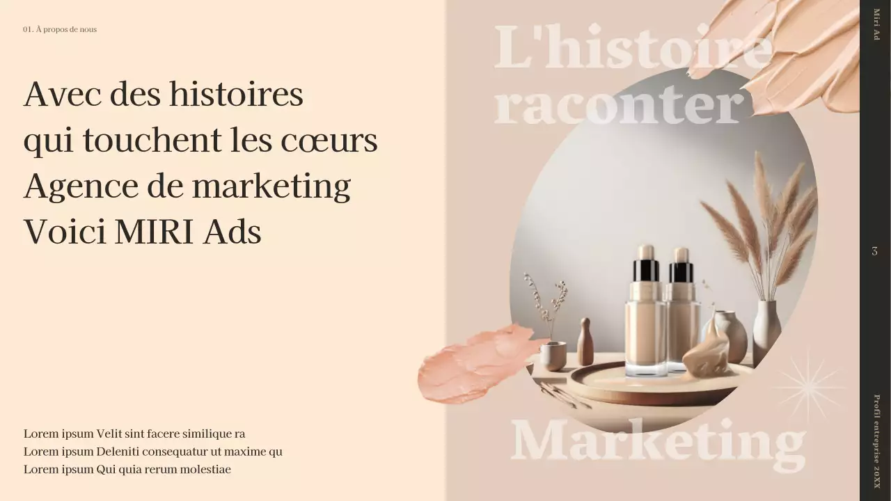 Un profil d'entreprise simple et narratif en beige