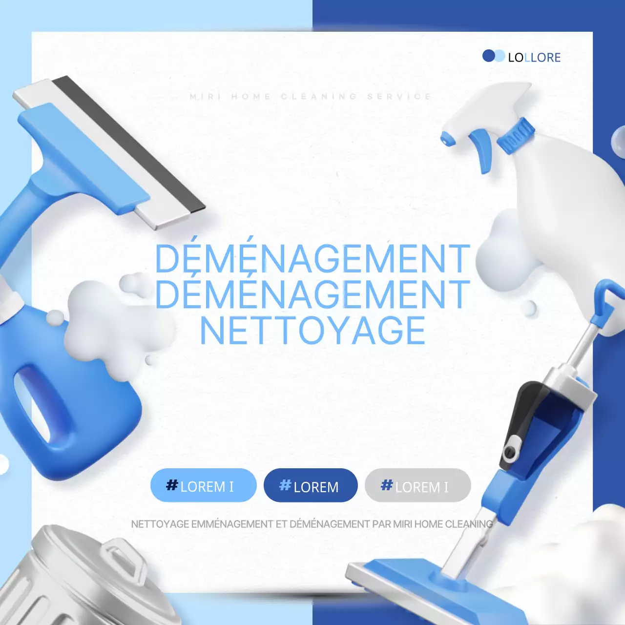 Promouvoir un nettoyage d'emménagement simple en bleu clair et bleu