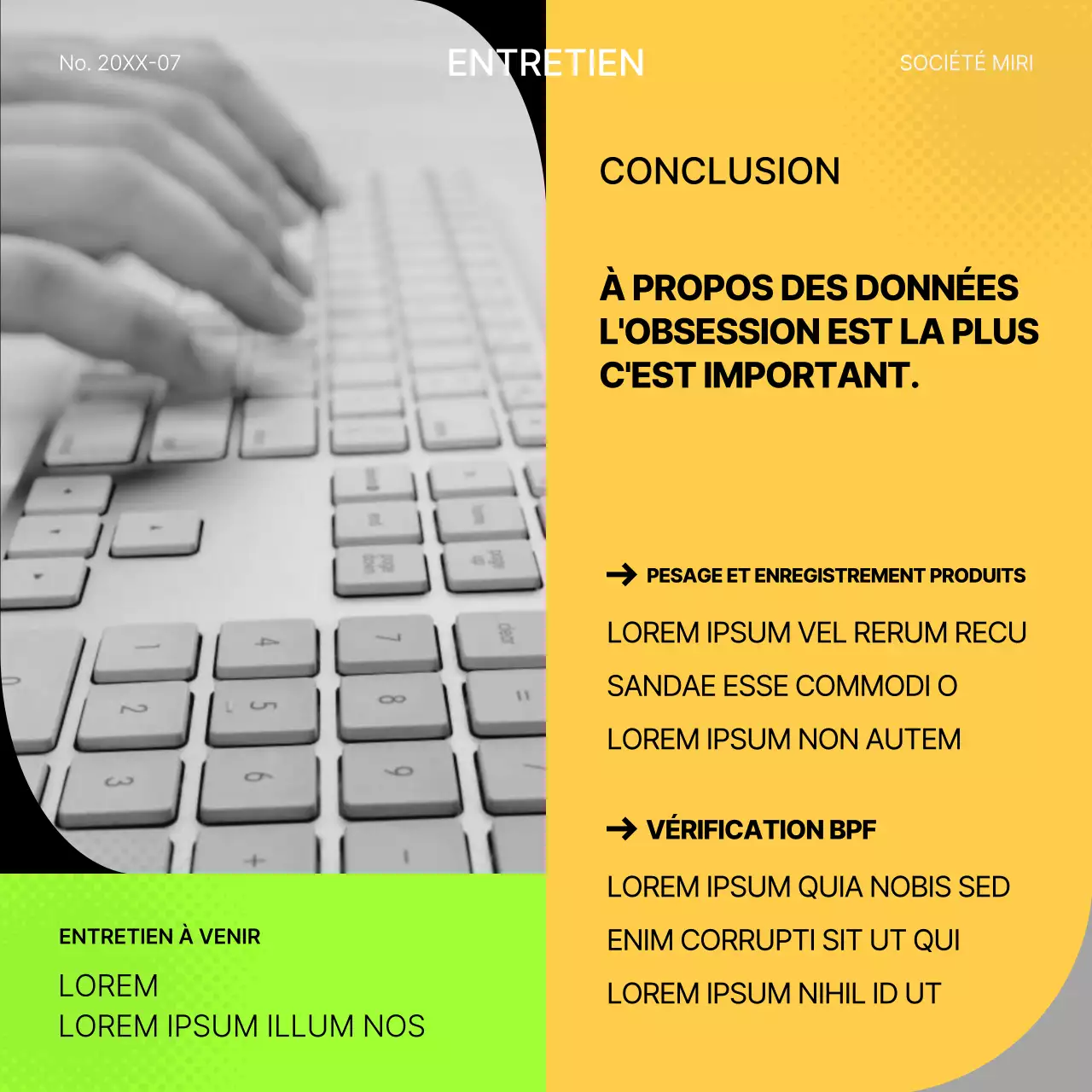 Poste d'entretien d'embauche géométrique jaune et fluorescent