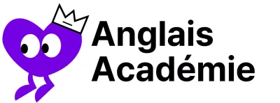 Académie d'anglais avec un concept mignon mettant en scène des personnages au cœur violet