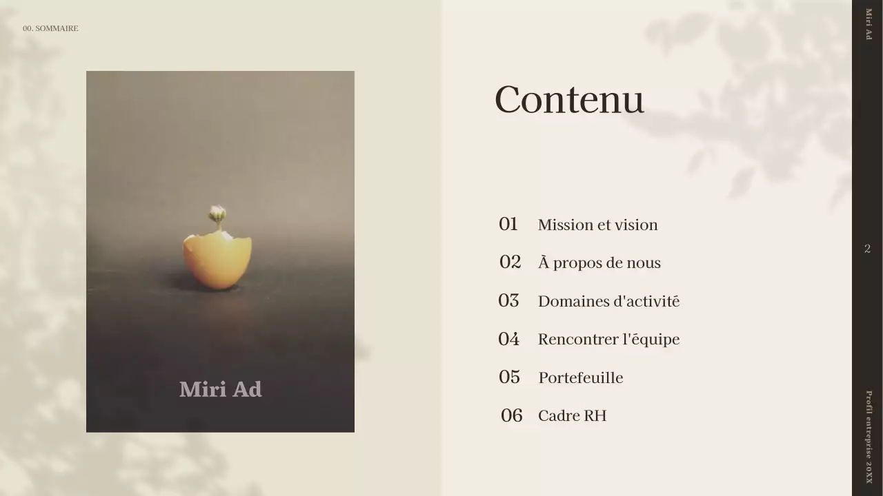 Un profil d'entreprise simple et narratif en beige