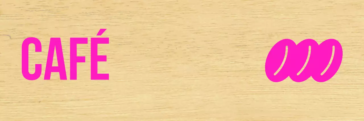 Café avec un lettrage noir clair et des accents roses