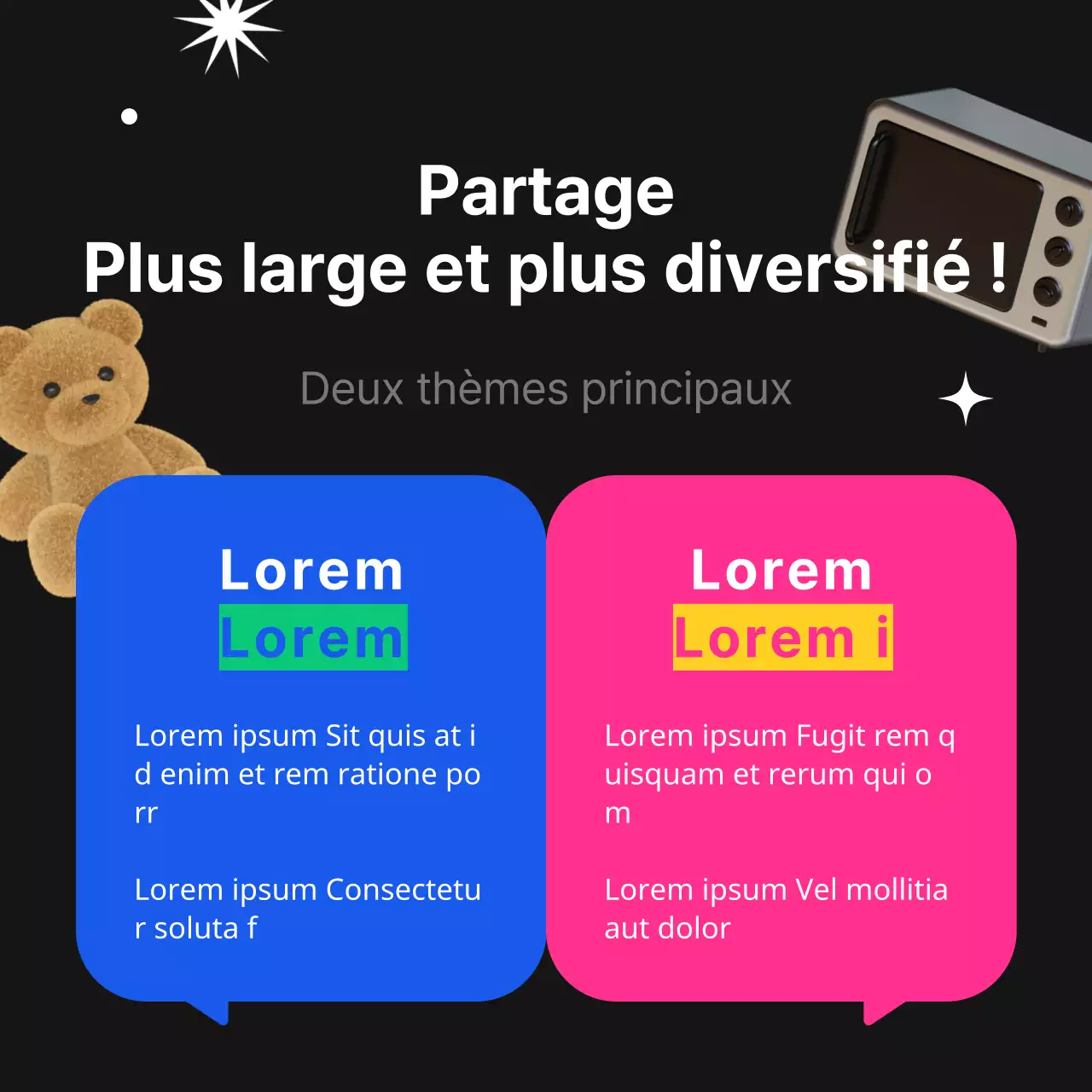 Annonce d'un marché de partage noir et fluorescent