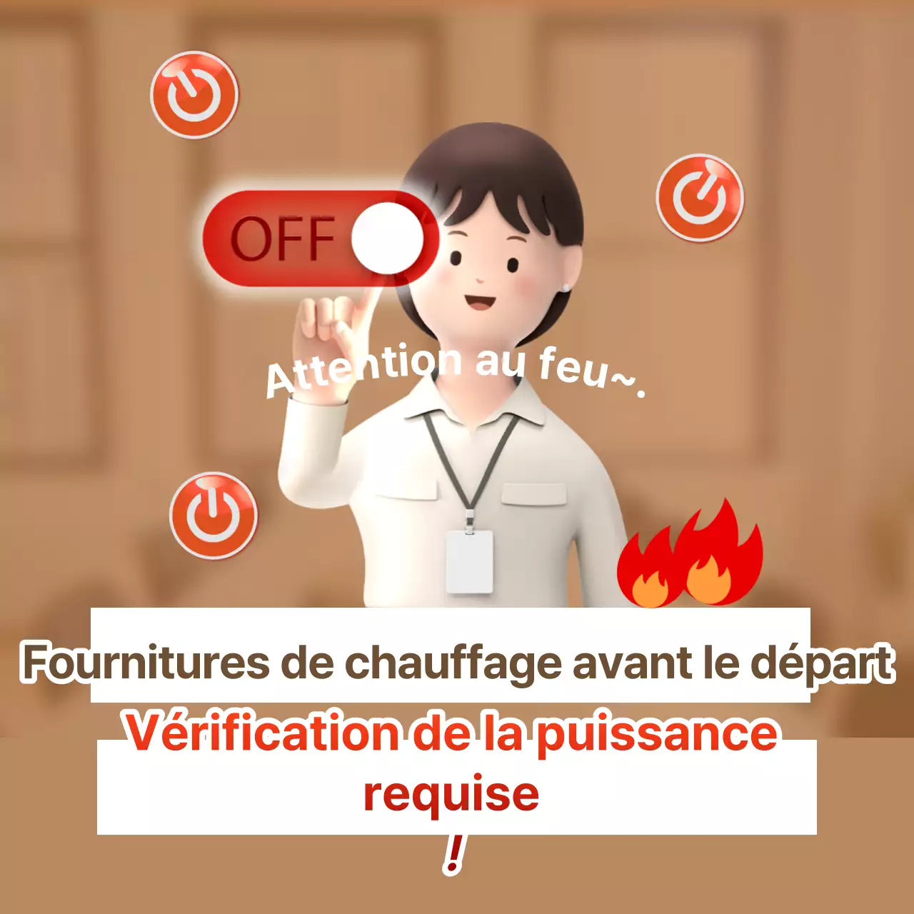 Un simple avis de prévention des incendies en rouge et brun