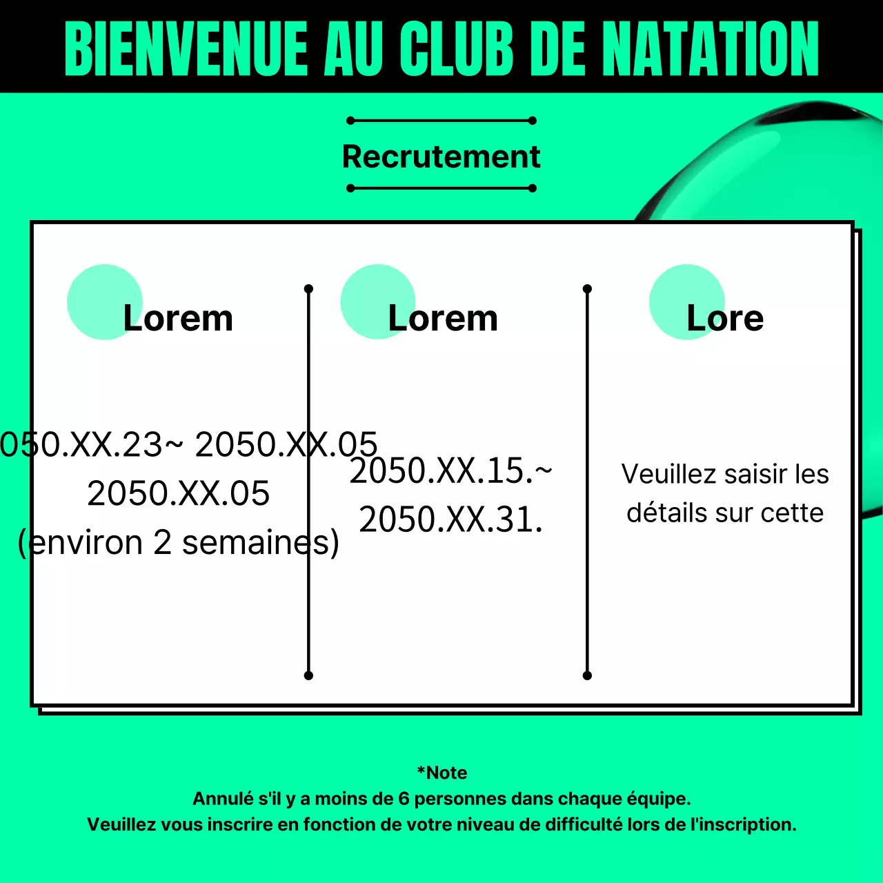 Promouvoir le recrutement des clubs de natation avec la tendance verte et noire