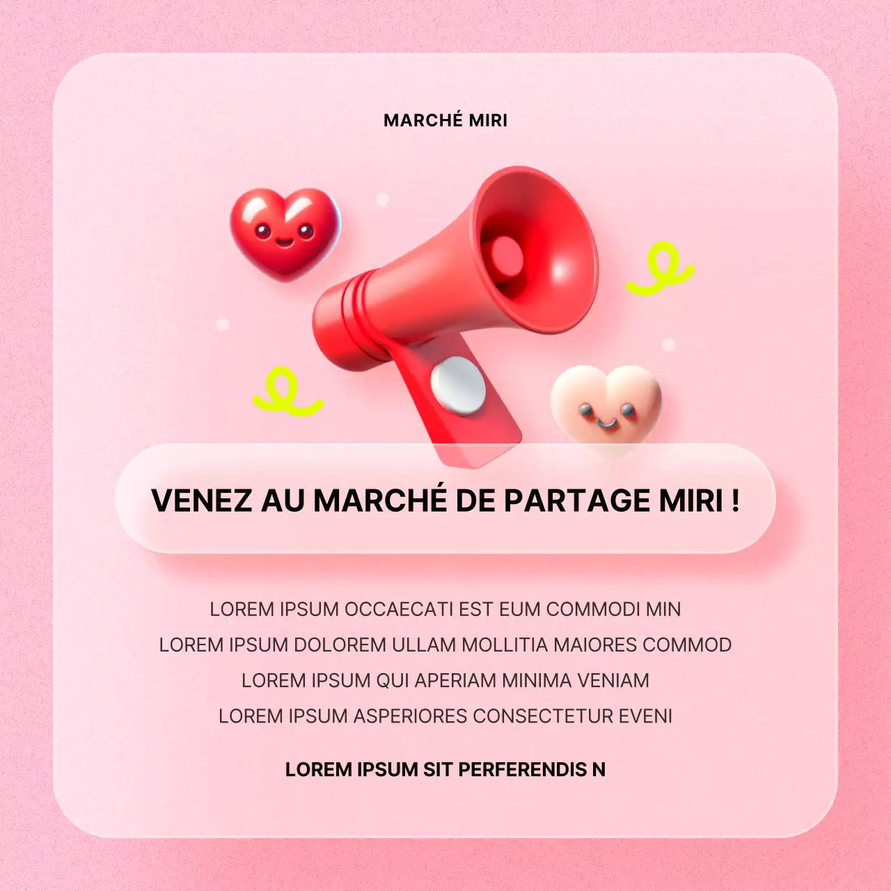 Annonce du marché de partage rose et rouge