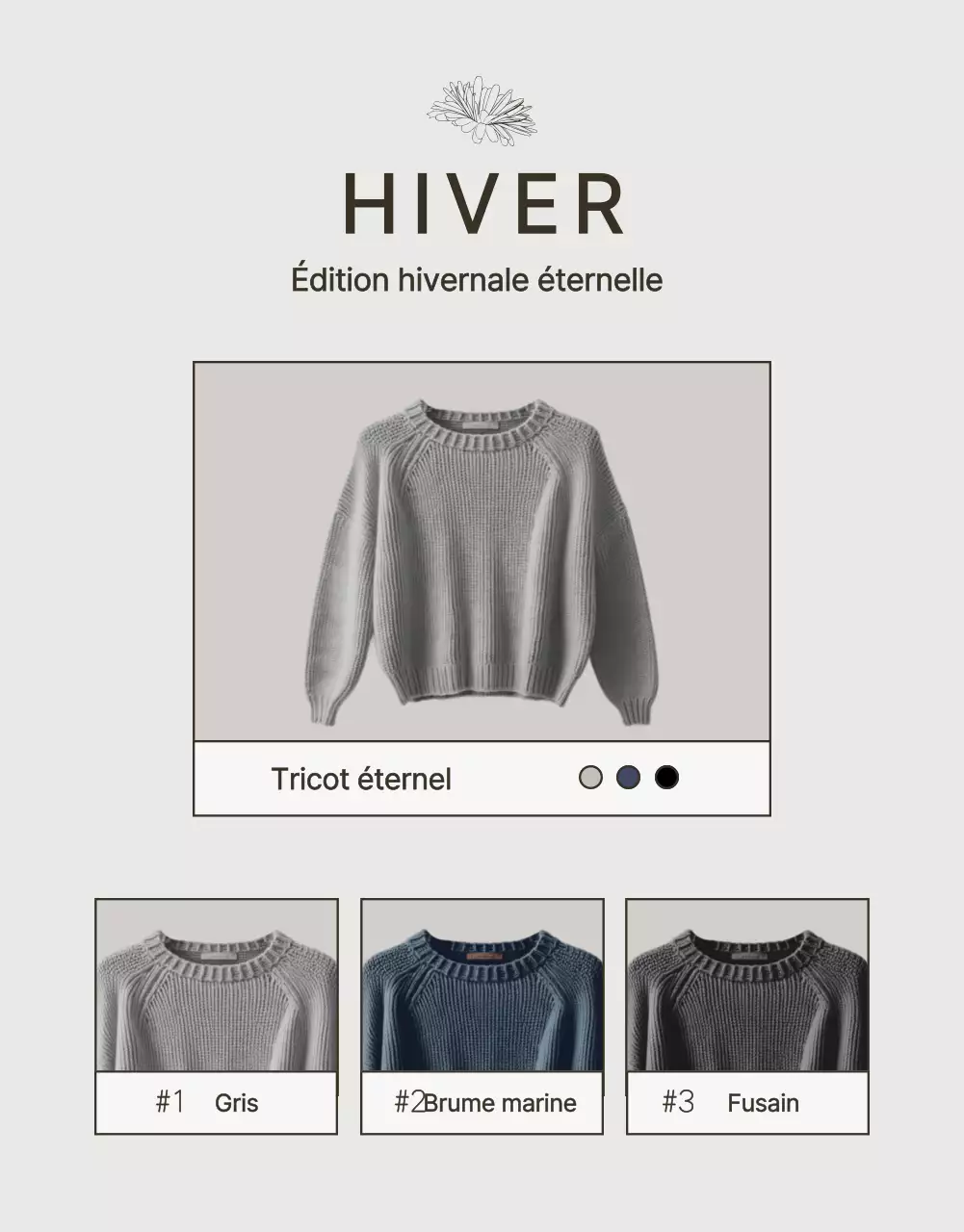 Publicité pour des tricots d'hiver modernes en beige et marron