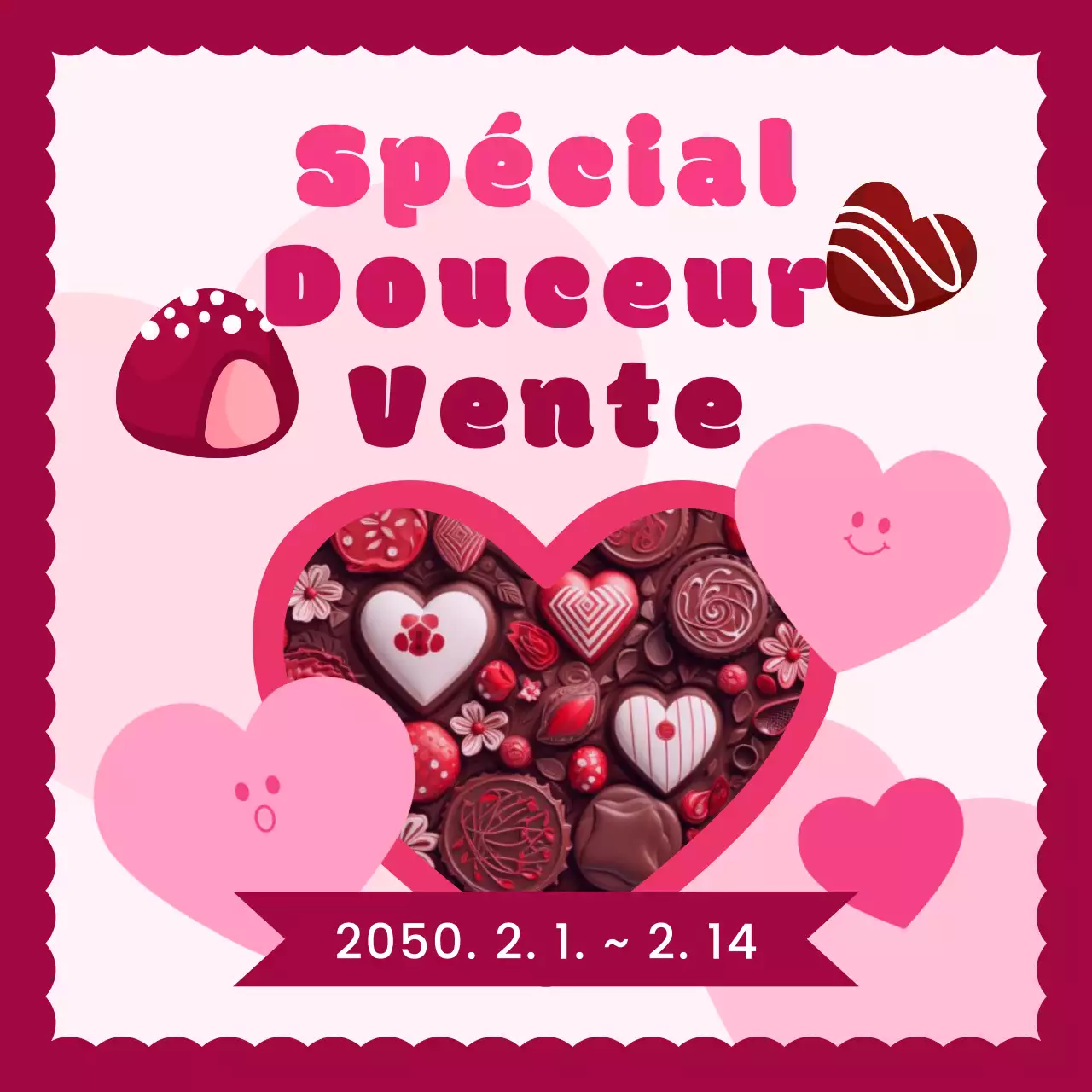 Une jolie publicité pour la Saint-Valentin en rose et bleu clair