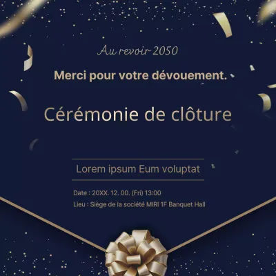 Une annonce de fermeture d'entreprise de grande classe en bleu marine et or