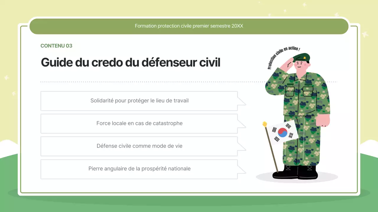 Formation à la protection civile moderne en vert et vert lime.