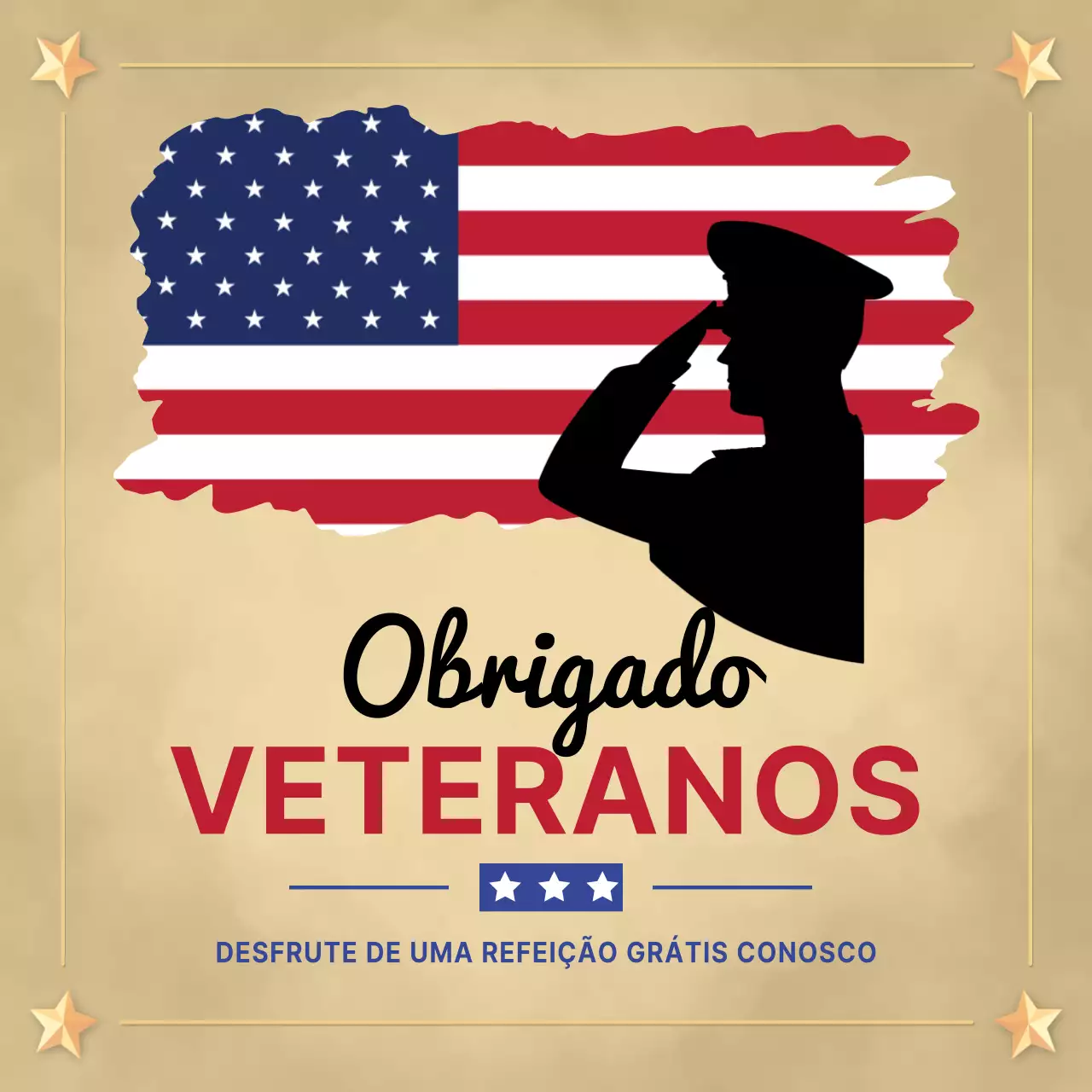 Anúncio clássico dourado do Dia dos Veteranos
