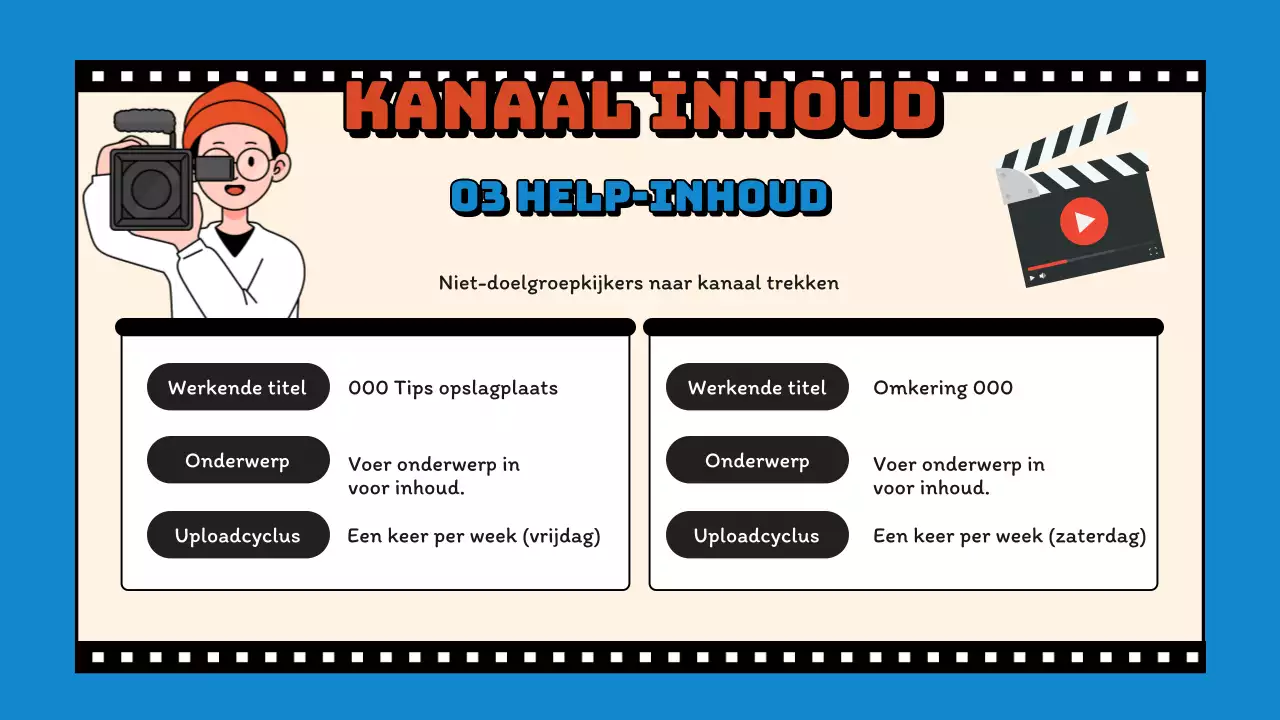 Blauw en Geel Retro Video kanaal planningsvoorstel