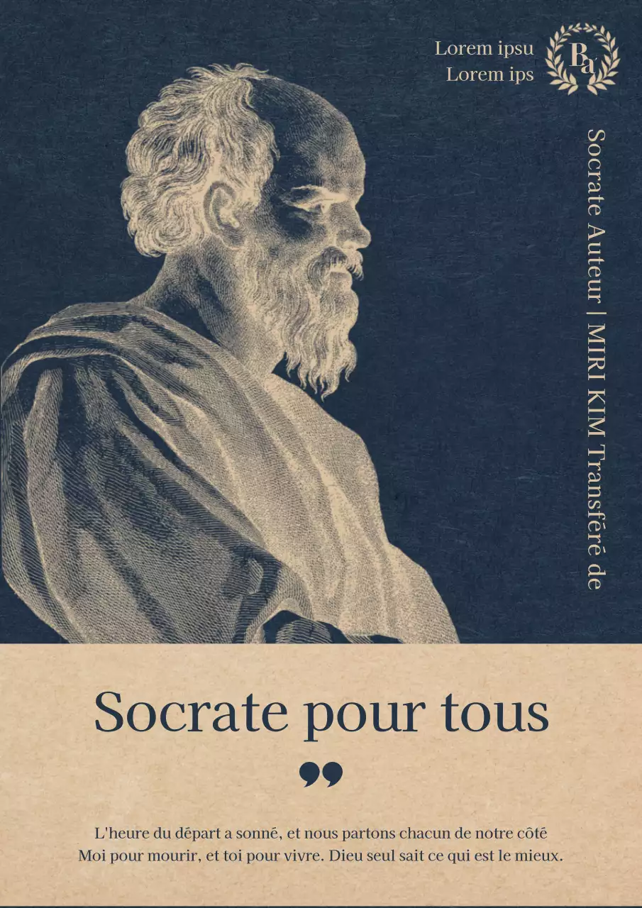 Housse philosophique luxueuse en bleu marine et beige