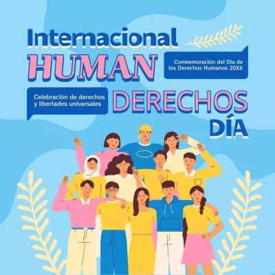Anuncio de moda en azul y rosa para el Día de los Derechos Humanos