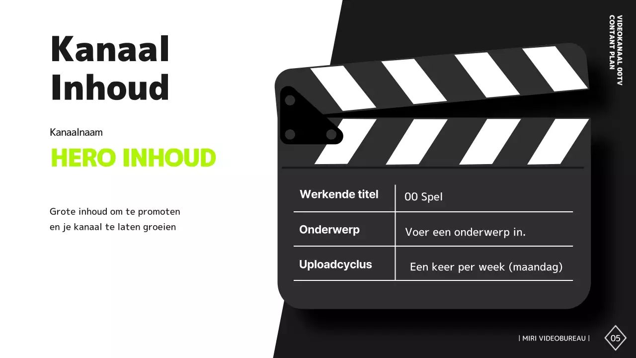 Eenvoudig zwart-wit videokanaalinhoudsplan