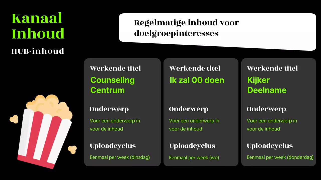 Black & Neon trendy Channel Content Plan voorstel